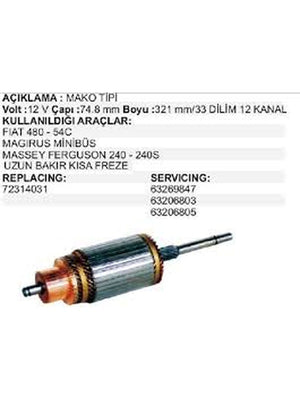 MARŞ KOLLEKTÖRÜ U+B/K+F - Fiat / New Holland 480 - 640 - Massey Ferguson 65 - 135 - 240 - 72314031 - 1 Adet