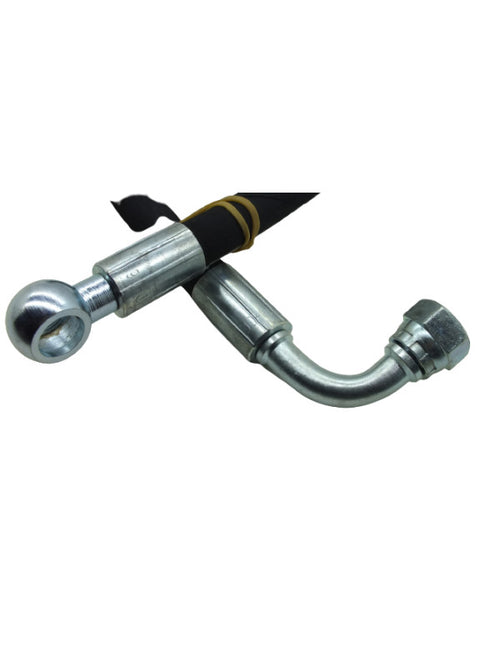 HİDROLİK DİREKSİYON HORTUMU BASINÇ BİR UCU REKOR-BİR UCU HALKA REKOR-7250027 - 54C Y - New Holland 55 - Massey Ferguson 65 - 90,5cm - 1 Adet